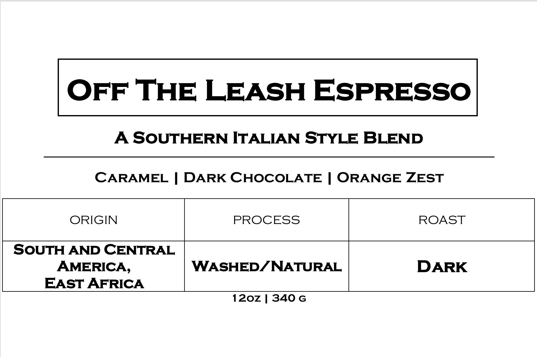 Off The Leash Espresso | A Southern Italian Style Blend